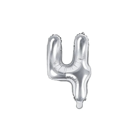 Ballone Zahl 4 35cm Metallic silber (1 Stk.)