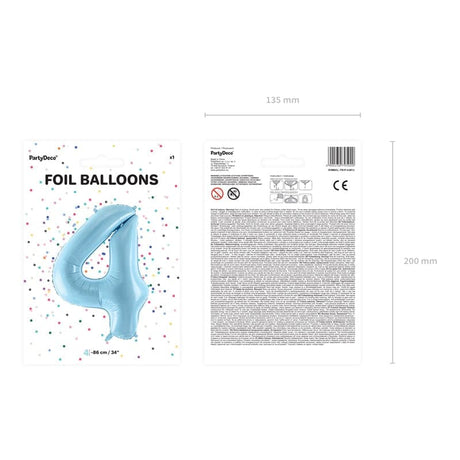 Ballone Zahl 4 86cm Metallic blau (1 Stk.)