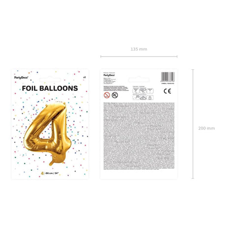 Ballone Zahl 4 86cm Metallic gold (1 Stk.)