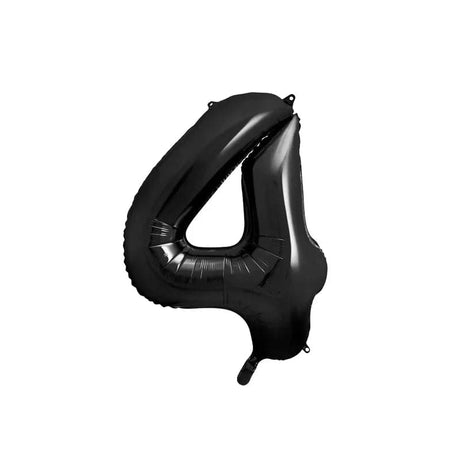 Ballone Zahl 4 86cm Metallic schwarz (1 Stk.)