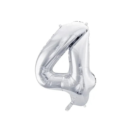 Ballone Zahl 4 86cm Metallic silber (1 Stk.)