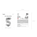 Ballone Zahl 5 35cm Metallic silber (1 Stk.)