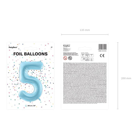 Ballone Zahl 5 86cm Metallic blau (1 Stk.)