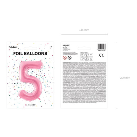 Ballone Zahl 5 86cm Metallic pink (1 Stk.)
