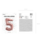 Ballone Zahl 5 86cm Metallic roségold (1 Stk.)