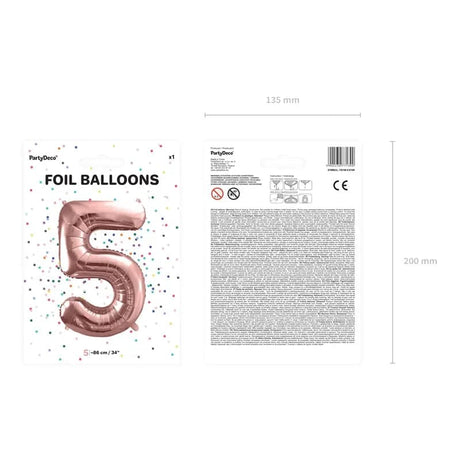 Ballone Zahl 5 86cm Metallic roségold (1 Stk.)