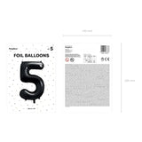 Ballone Zahl 5 86cm Metallic schwarz (1 Stk.)