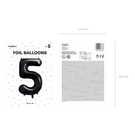 Ballone Zahl 5 86cm Metallic schwarz (1 Stk.)