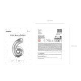 Ballone Zahl 6 35cm Metallic silber (1 Stk.)