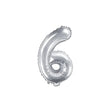 Ballone Zahl 6 35cm Metallic silber (1 Stk.)