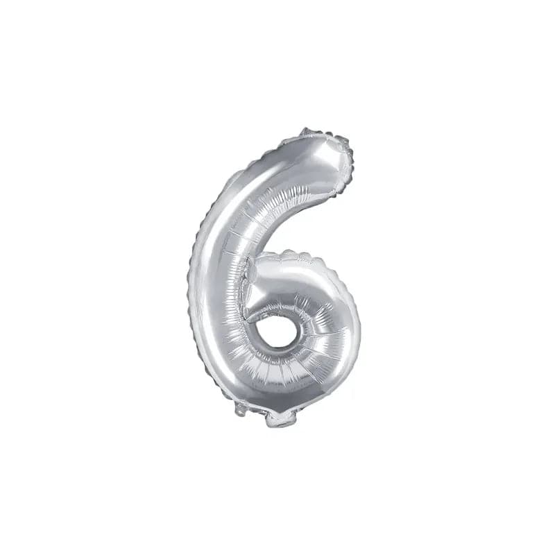 Ballone Zahl 6 35cm Metallic silber (1 Stk.)