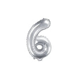 Ballone Zahl 6 35cm Metallic silber (1 Stk.)