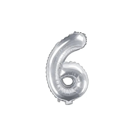 Ballone Zahl 6 35cm Metallic silber (1 Stk.)