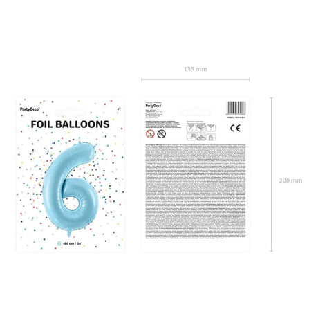 Ballone Zahl 6 86cm Metallic blau (1 Stk.)