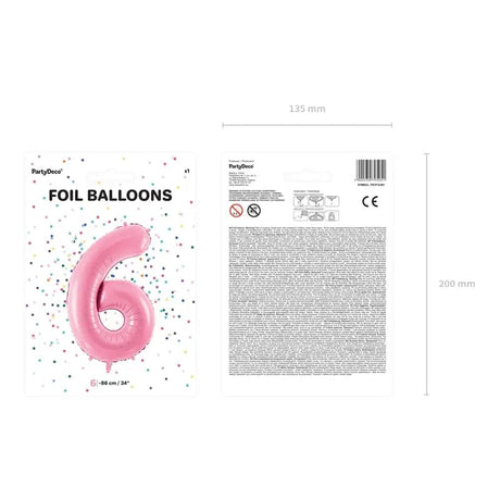 Ballone Zahl 6 86cm Metallic pink (1 Stk.)