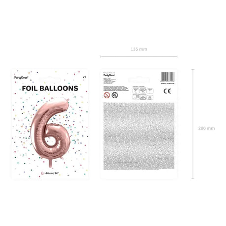 Ballone Zahl 6 86cm Metallic roségold (1 Stk.)