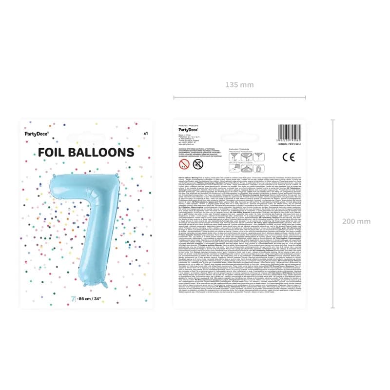 Ballone Zahl 7 86cm Metallic blau (1 Stk.)