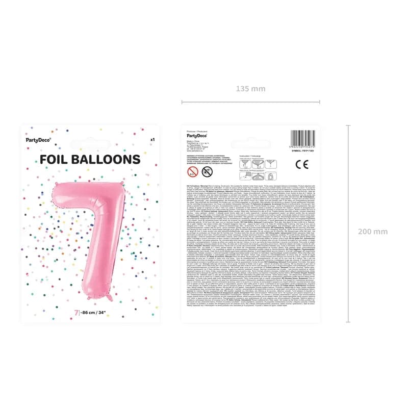 Ballone Zahl 7 86cm Metallic pink (1 Stk.)