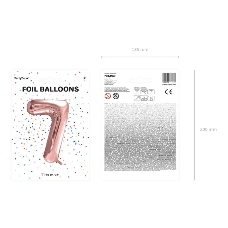 Ballone Zahl 7 86cm Metallic roségold (1 Stk.)