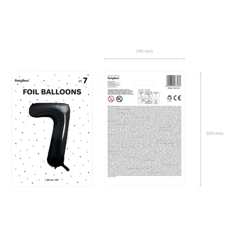 Ballone Zahl 7 86cm Metallic schwarz (1 Stk.)