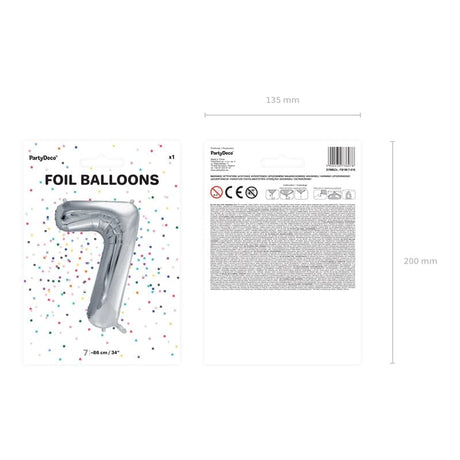 Ballone Zahl 7 86cm Metallic silber (1 Stk.)