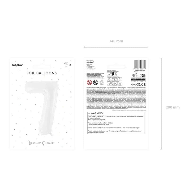 Ballone Zahl 7 86cm Metallic weiss (1 Stk.)