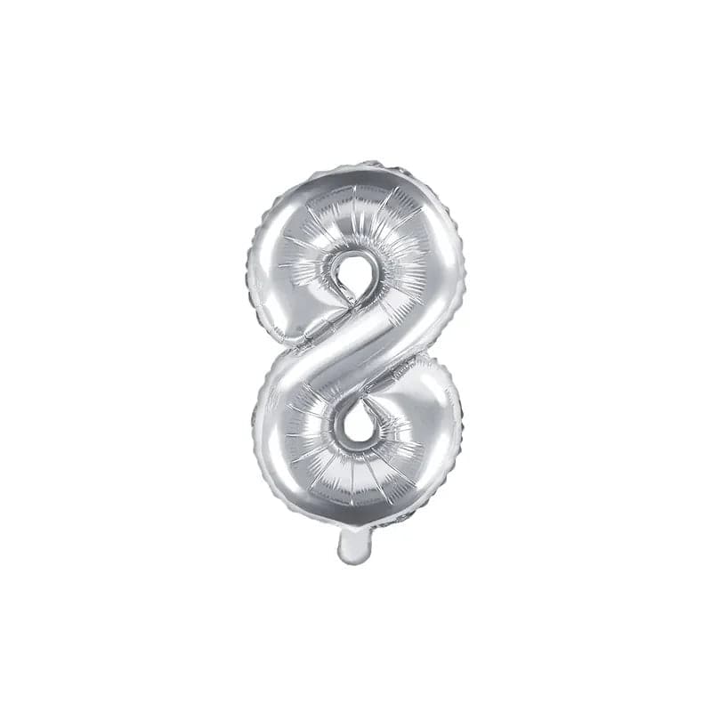 Ballone Zahl 8 35cm Metallic silber (1 Stk.)