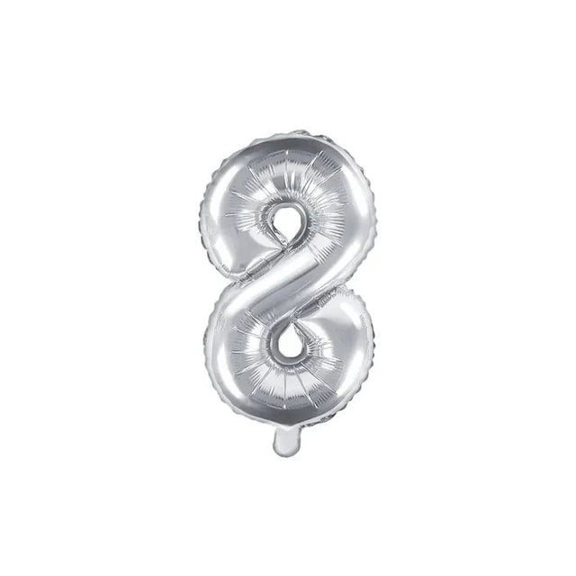 Ballone Zahl 8 35cm Metallic silber (1 Stk.)