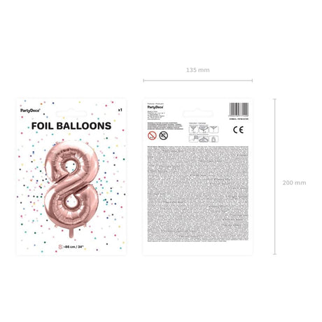 Ballone Zahl 8 86cm Metallic roségold (1 Stk.)