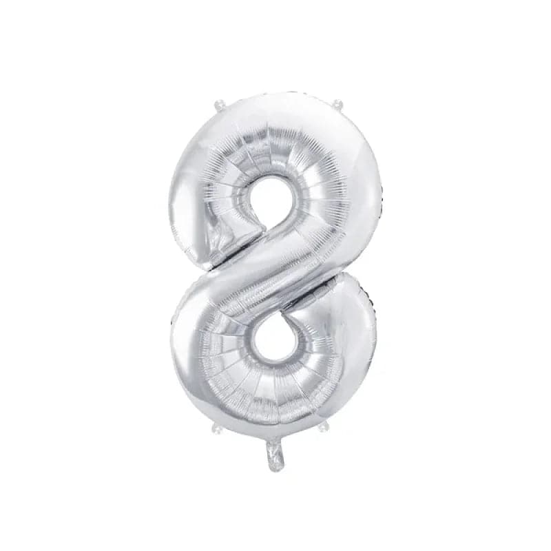 Ballone Zahl 8 86cm Metallic silber (1 Stk.)
