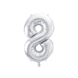 Ballone Zahl 8 86cm Metallic silber (1 Stk.)
