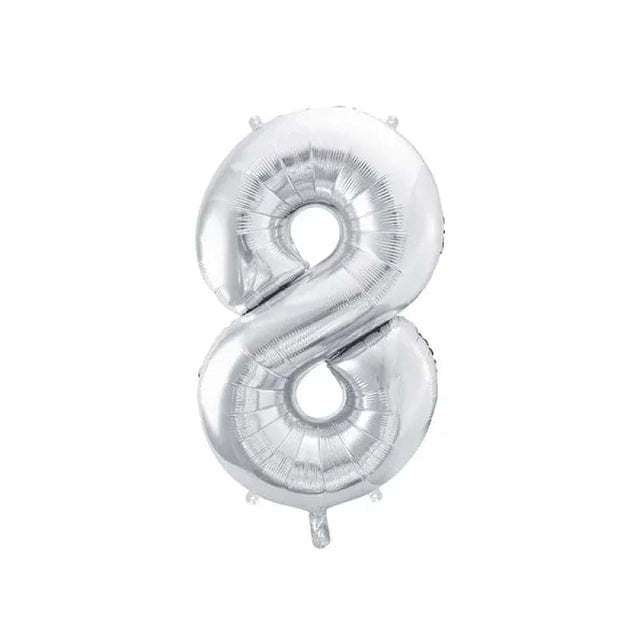 Ballone Zahl 8 86cm Metallic silber (1 Stk.)