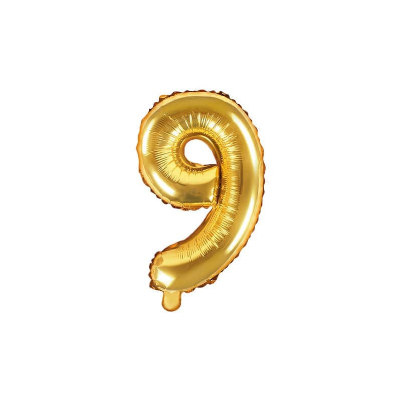 Ballone Zahl 9 35cm Metallic gold (1 Stk.)