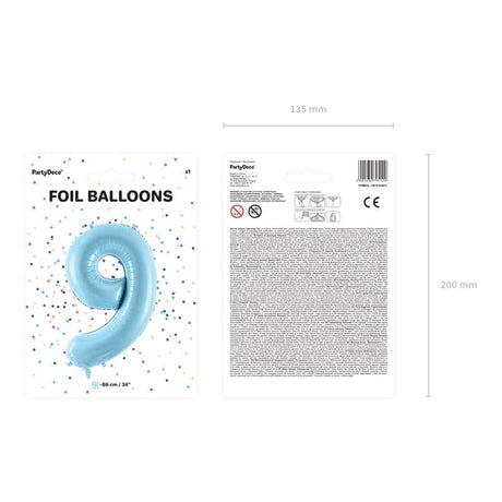 Ballone Zahl 9 86cm Metallic blau (1 Stk.)