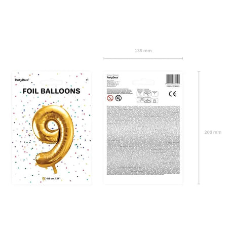 Ballone Zahl 9 86cm Metallic gold (1 Stk.)