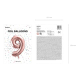 Ballone Zahl 9 86cm Metallic roségold (1 Stk.)