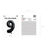 Ballone Zahl 9 86cm Metallic schwarz (1 Stk.)