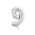 Ballone Zahl 9 86cm Metallic silber (1 Stk.)