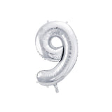 Ballone Zahl 9 86cm Metallic silber (1 Stk.)