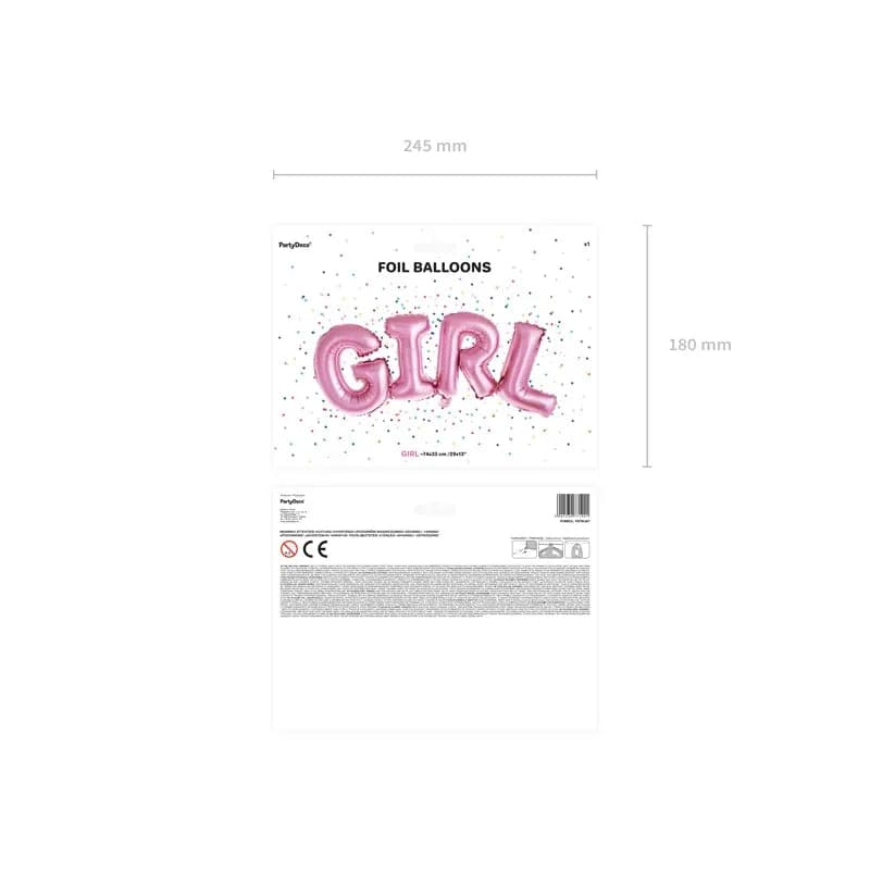 Ballongirlande Girl 74cm x 33cm Metallic rosa (1 Stk.)