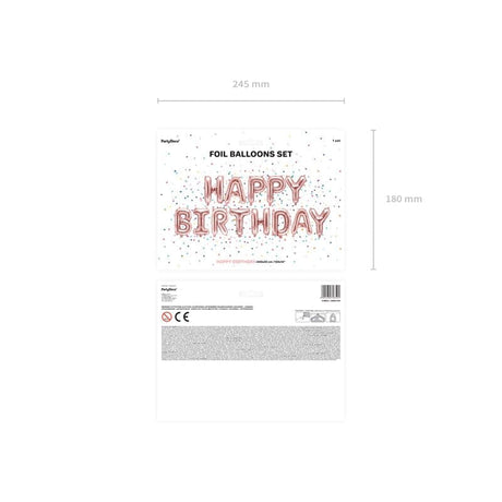 Ballongirlande Happy Birthday 340cm x 35cm Metallic roségold