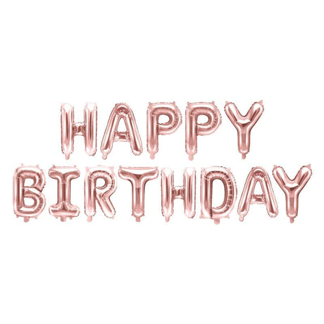 Ballongirlande Happy Birthday 340cm x 35cm Metallic roségold