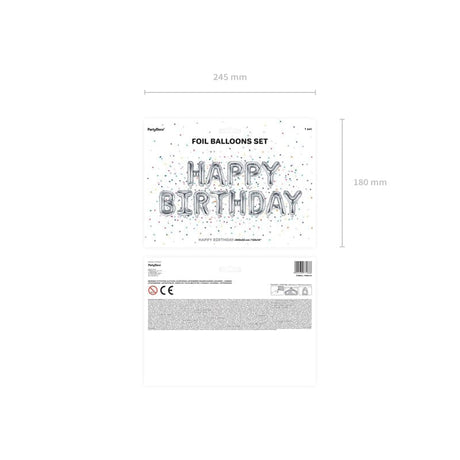 Ballongirlande Happy Birthday 340cm x 35cm Metallic silver