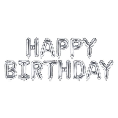 Ballongirlande Happy Birthday 340cm x 35cm Metallic silver
