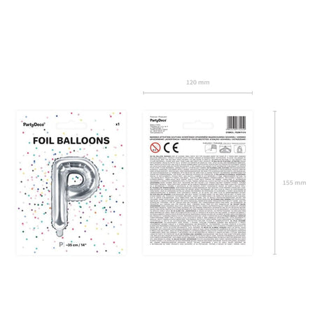 Folienballon Buchstabe P Silber - 36cm