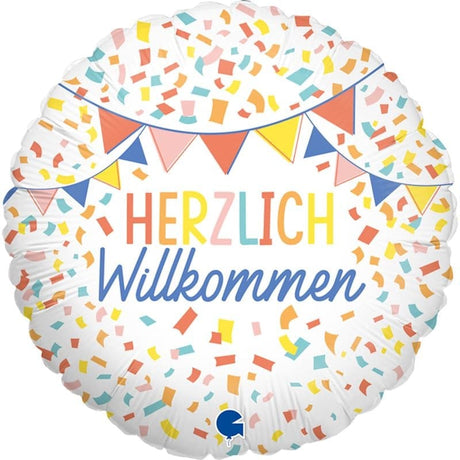 FOLIENBALLON HERZLICH WILLKOMMEN 46CM IM BEUTEL