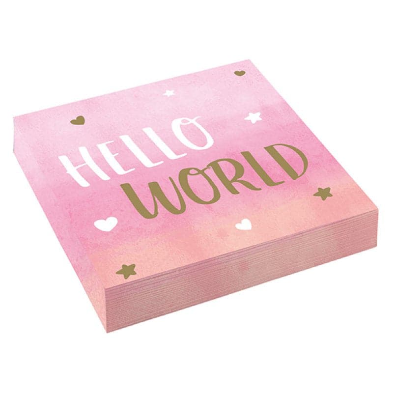 Servietten Hello World 33cm x 33cm, Pastell Mix (16 Stk.)
