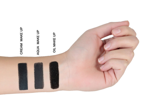 Cream, Aqua, Oil Make-up im Vergleich in Schwarz