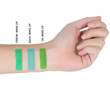 Cream, Aqua und Oil Make-up im Vergleich in Grün