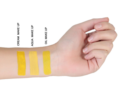 Cream, Aqua und Oil Make-up im Vergleich in Gelb